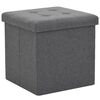 vidaXL Tabouret de rangement pliable Gris fonc&eacute; Faux lin