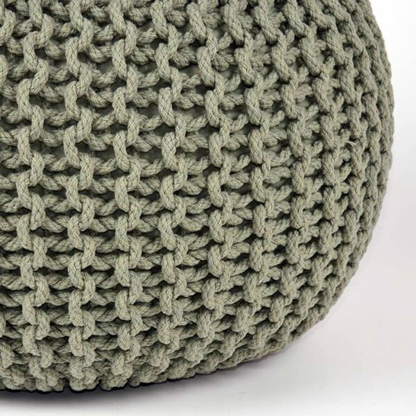 LABEL51 Pouf tricot&eacute; Coton L Vert olive