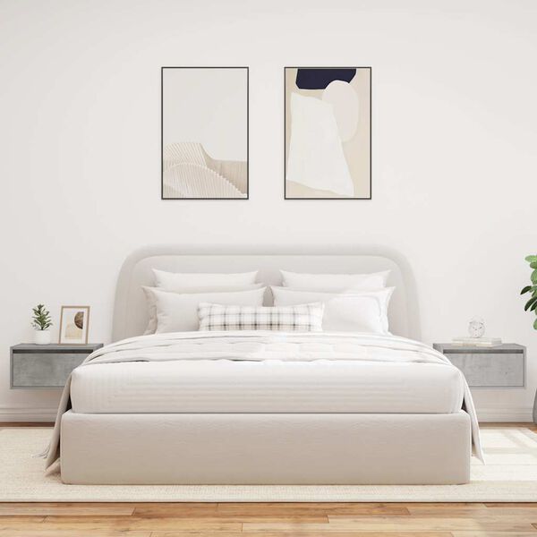 vidaXL Tables de chevet murales avec lumières LED 2 pcs gris béton
