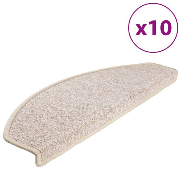 vidaXL Tapis d'escalier 10 pi&egrave;ces 65 x 24 x 4 cm Taupe Demi-rond Grand