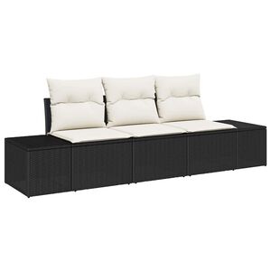 vidaXL Ensemble de canap&eacute; de jardin 3 pcs Noir et Cr&egrave;me polyrotin