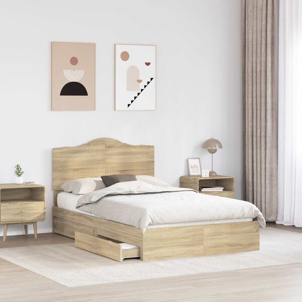 vidaXL Lit de Rangement Ch&ecirc;ne Sonoma 120 x 190 cm Bois d'ing&eacute;nierie
