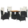 vidaXL Ensemble &agrave; manger de jardin coussins 5pcs Noir R&eacute;sine tress&eacute;e