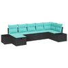 vidaXL Ensemble de canap&eacute; de jardin 7 pc Noir polyrotin
