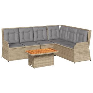 vidaXL Salon de jardin avec coussins 5 pcs beige r&eacute;sine tress&eacute;e