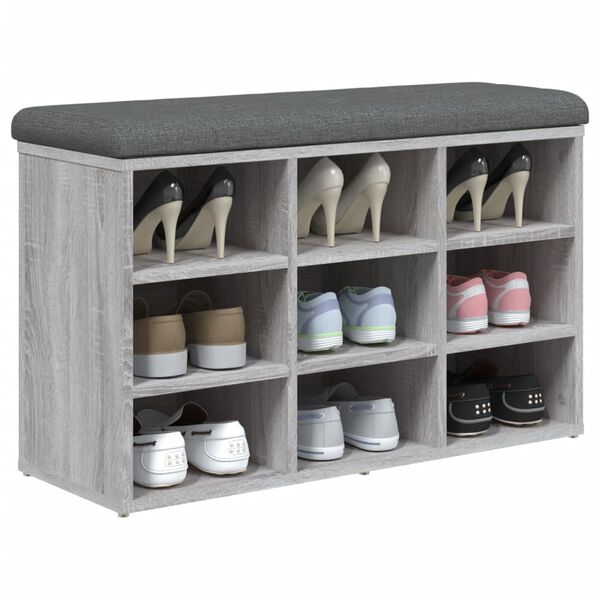 vidaXL Banc à chaussures sonoma gris 82x32x50 cm bois d'ingénierie