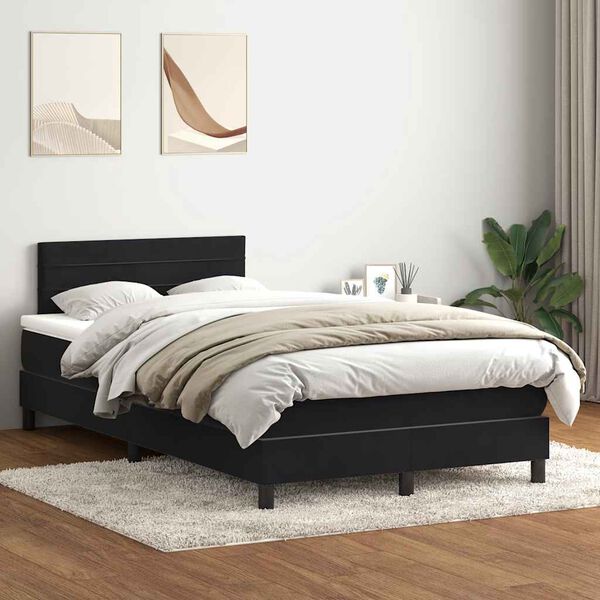 vidaXL Sommier &agrave; lattes de lit avec matelas noir 120x220 cm velours