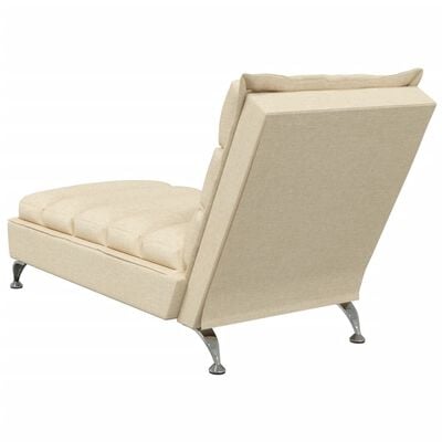 vidaXL Chaise longue avec coussins crème tissu