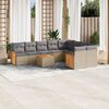 vidaXL Salon de jardin avec coussins 10 pcs beige r&eacute;sine tress&eacute;e