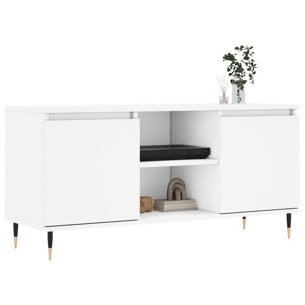 vidaXL Meuble TV blanc 104x35x50 cm bois d'ing&eacute;nierie