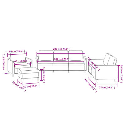 vidaXL Ensemble de canapés 4 pcs avec coussins Noir Similicuir