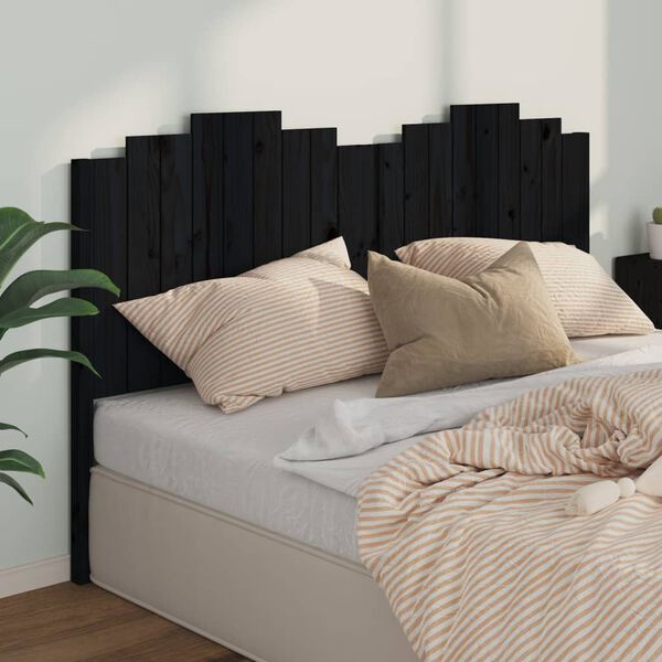 vidaXL T&ecirc;te de lit Noir 186x4x110 cm Bois massif de pin