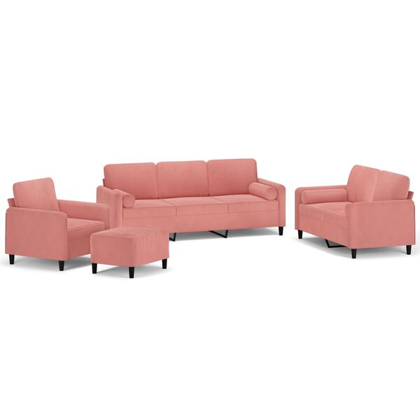 vidaXL Ensemble de canap&eacute;s 4 pcs coussins d&eacute;coratifs et coussins Rose
