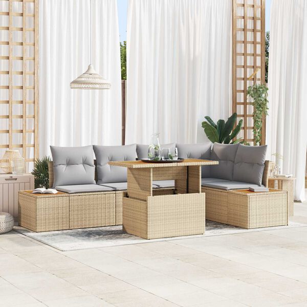 vidaXL Ensemble de salle &agrave; manger pour jardin 6 pcs Beige et gris