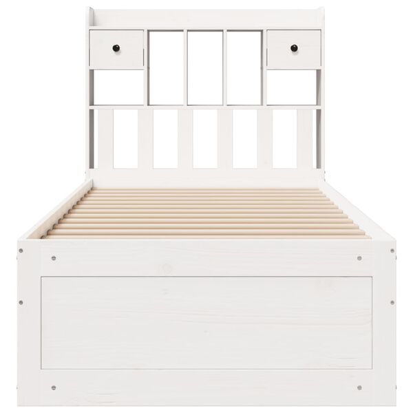 vidaXL Lit bibliothèque sans matelas blanc 90x200cm bois de pin massif