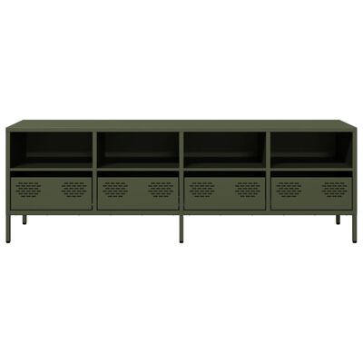 vidaXL Meuble TV vert olive 135x39x43,5 cm acier laminé à froid