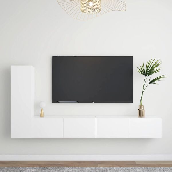 vidaXL Ensemble de meubles TV 3 pcs Blanc Bois d'ing&eacute;nierie