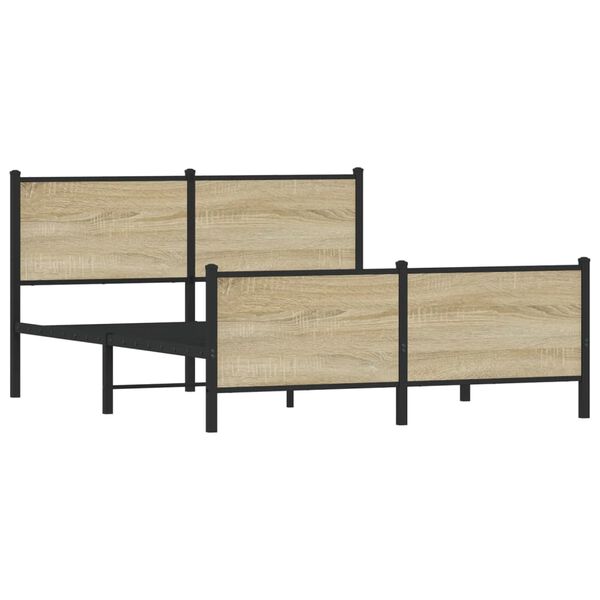 vidaXL Cadre de lit en m&eacute;tal sans matelas ch&ecirc;ne sonoma 160x200 cm