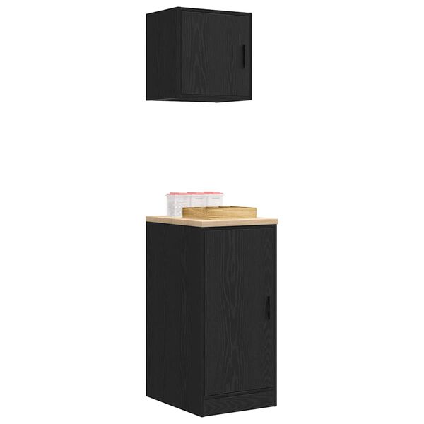vidaXL Armoires de garage 2 pcs noir bois d'ing&eacute;nierie