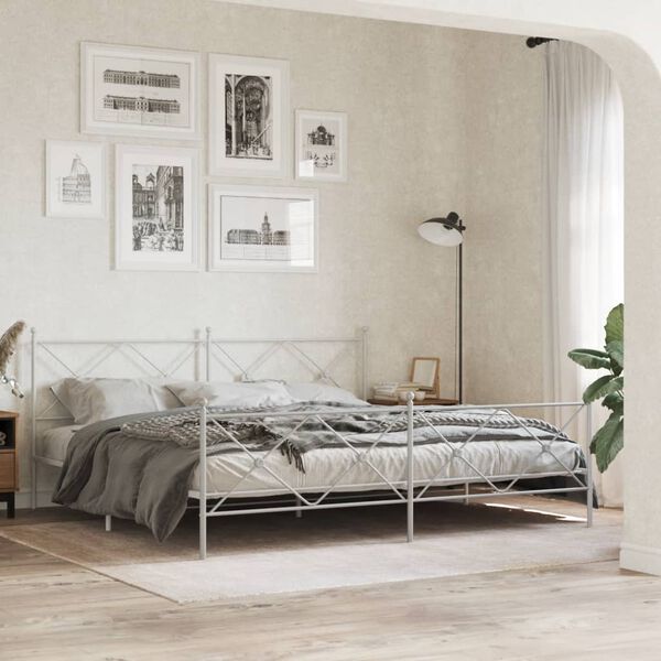 vidaXL T&ecirc;te de lit m&eacute;tal blanc 200 cm