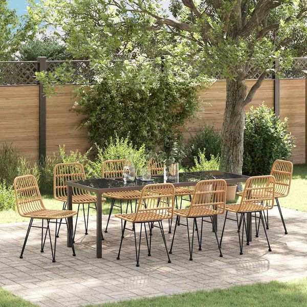 vidaXL Ensemble de salle &agrave; manger pour jardin 9 pcs Marron