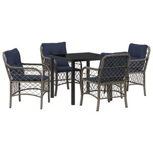 vidaXL Ensemble de salle &agrave; manger pour jardin 5 pcs Gris et Noir Rotin