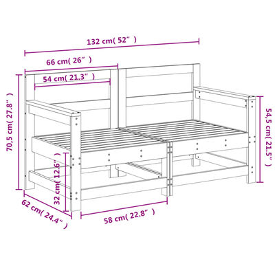 vidaXL Canapés d'angle de jardin 2 pcs bois de pin massif