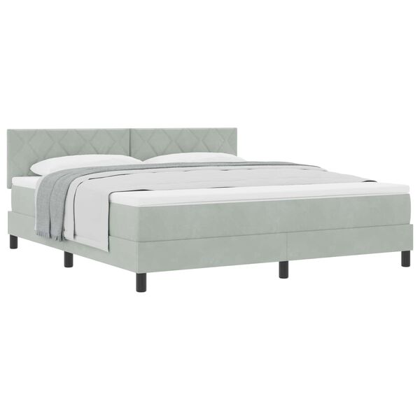 vidaXL Lit &agrave; ressorts avec matelas Gris clair 180 x 200 cm Velours
