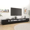 vidaXL Meuble TV avec lumi&egrave;res LED Noir 300x35x40 cm