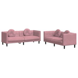vidaXL Ensemble de canap&eacute;s 2 pcs avec coussins rose velours
