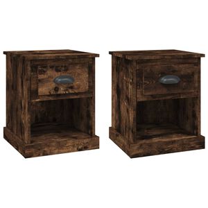 vidaXL Tables de chevet 2 pcs ch&ecirc;ne fum&eacute; 39x39x47,5 cm bois ing&eacute;nierie