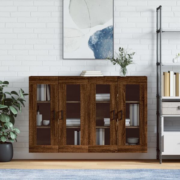 vidaXL Armoires murales 2 pcs ch&ecirc;ne marron bois d'ing&eacute;nierie