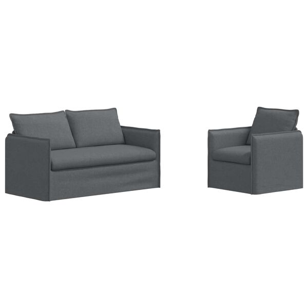 vidaXL Canap&eacute; 140cm 2 pcs Gris fonc&eacute; M&eacute;tал