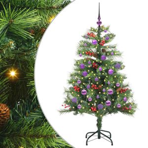vidaXL Sapin de No&euml;l artificiel 150 LED Blanc chaud PVC et m&eacute;tal Vert