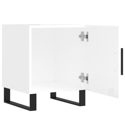 vidaXL Table de chevet blanc brillant 40x40x50 cm bois d’ingénierie