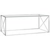 vidaXL Table basse Argent&eacute; 120x60x45 cm Acier inoxydable et verre