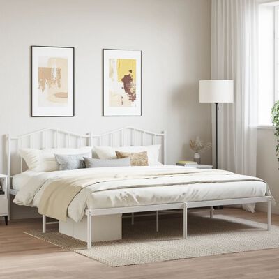 vidaXL Cadre de lit métal sans matelas et tête de lit blanc 193x203 cm