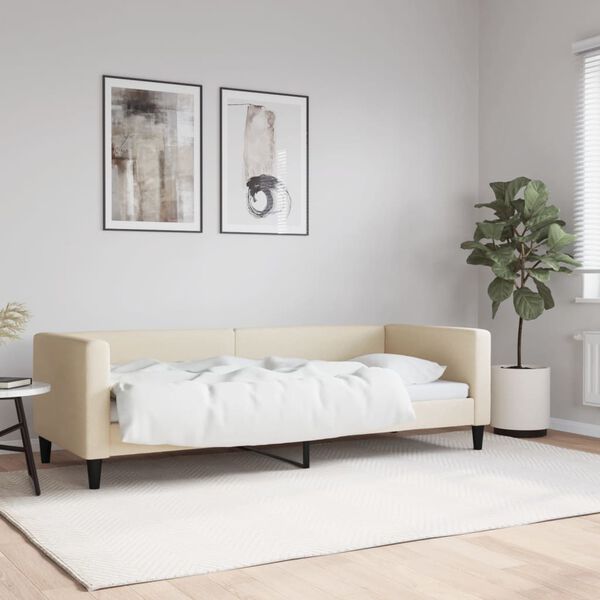 vidaXL Lit de repos sans matelas cr&egrave;me 80x200 cm tissu