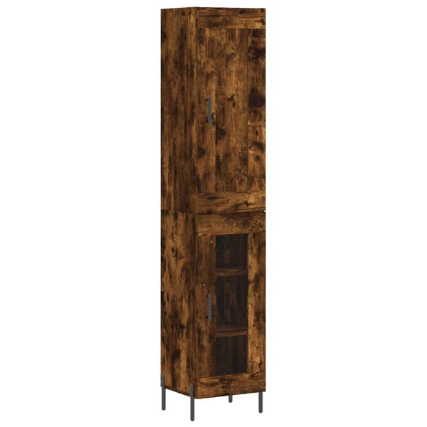 vidaXL Buffet haut Ch&ecirc;ne fum&eacute; 34,5x34x180 cm Bois d'ing&eacute;nierie