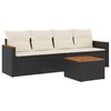 vidaXL Salon de jardin 5 pcs avec coussins noir r&eacute;sine tress&eacute;e