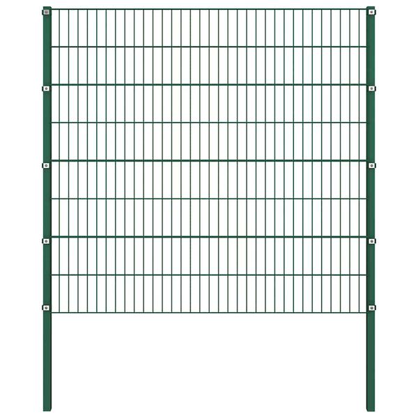 vidaXL Panneau de cl&ocirc;ture avec poteaux en fer 522 x 160 cm Vert