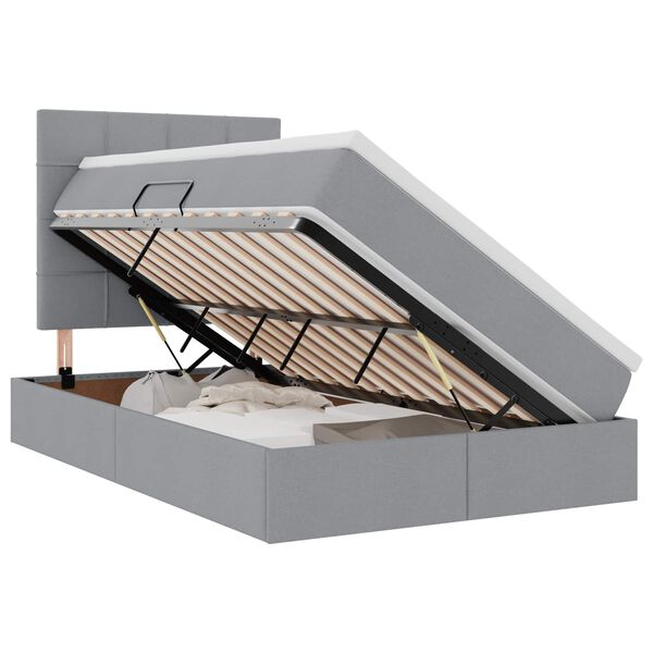 vidaXL Lit avec rangement et matelas Gris clair 120 x 190 cm tissu