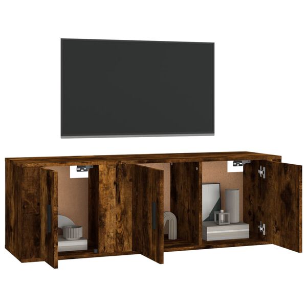 vidaXL Ensemble de meubles TV 2 pcs Ch&ecirc;ne fum&eacute; Bois d'ing&eacute;nierie