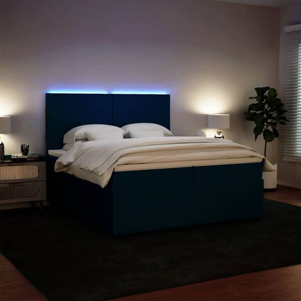vidaXL Sommier &agrave; lattes de lit et matelas Bleu 200x200 cm velours