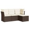 vidaXL Salon de jardin 4 pcs avec coussins marron r&eacute;sine tress&eacute;e