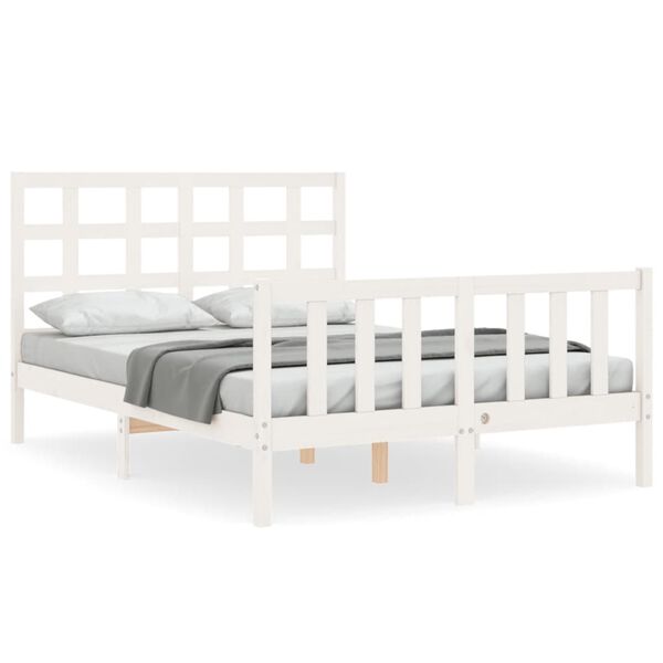 vidaXL Cadre de lit sans matelas blanc bois de pin massif