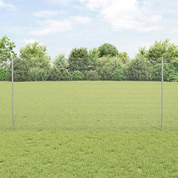 vidaXL Cl&ocirc;ture avec poteau Argent&eacute; 1,2 x 50 m Acier