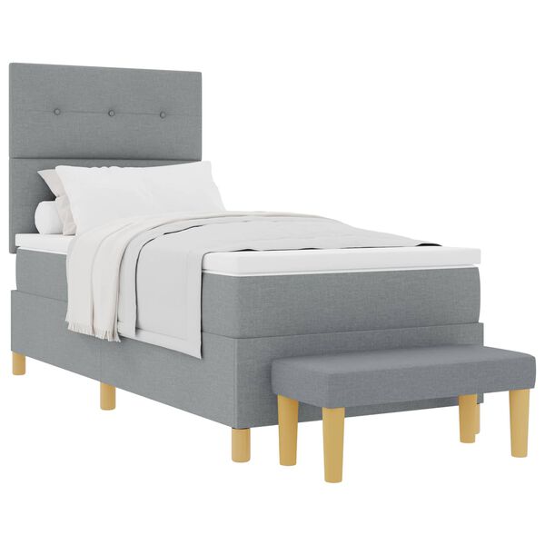 vidaXL Lit &agrave; ressorts avec matelas Gris clair 90 x 200 cm tissu