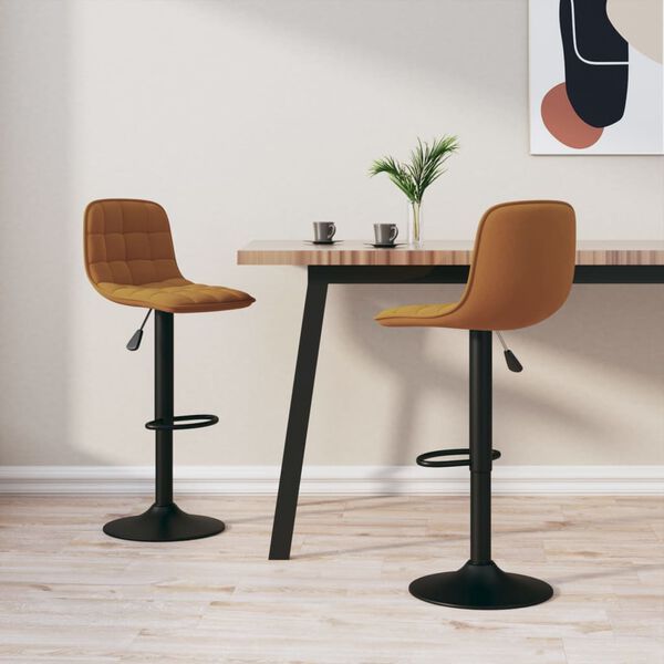 vidaXL Tabourets de bar lot de 2 marron velours