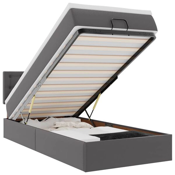 VidaXL Lit ottoman avec matelas gris 90x190 cm similicuir